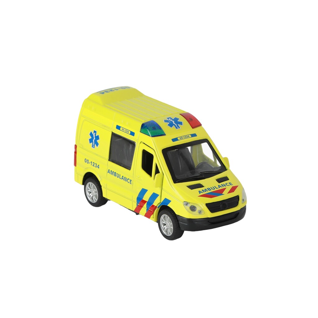 112 Pull-Back Ambulance Bus 1:34 + Licht en Geluid - Afbeelding 2