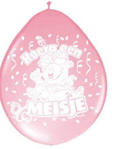 Ballon Hoera een Meisje 30cm 8 stuks