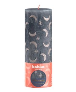 Bolsius Silhouette Stompkaars met Print 19x6.8 cm Leisteenblauw