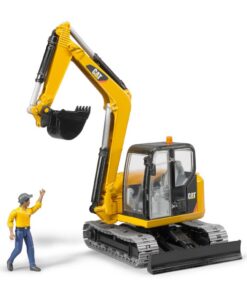 Bruder 02466 CAT Minibagger met Arbeider 1:16