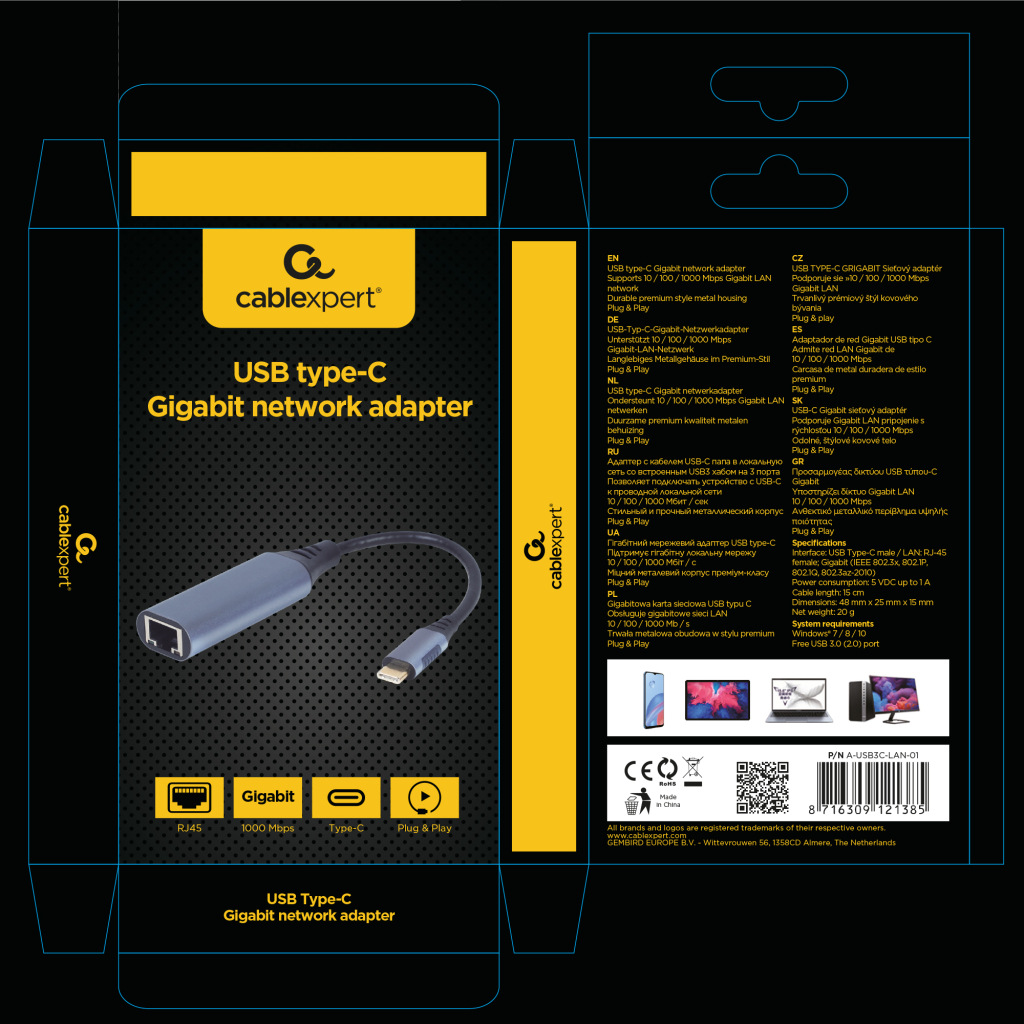 Cablexpert Gmb Adapter Usb-c->ethern - Image 5