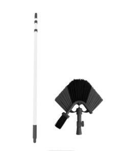 Clean Home Driehoekige Bezem met Telescopische Steel Zwart/Wit