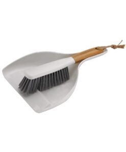 Clean Home Stoffer en Blik Wit/Grijs/Bamboe