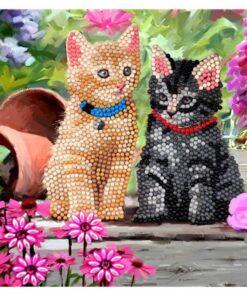 Craft Buddy Crystal Art Kaart Katten 18x18 cm