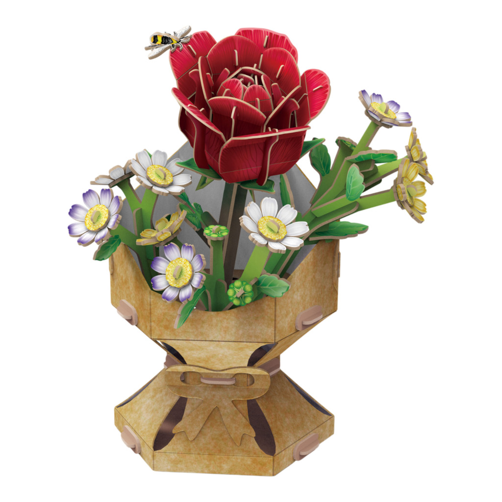 Cubic Fun 3D Puzzel Roos Boeket 120 Stukjes - Afbeelding 2