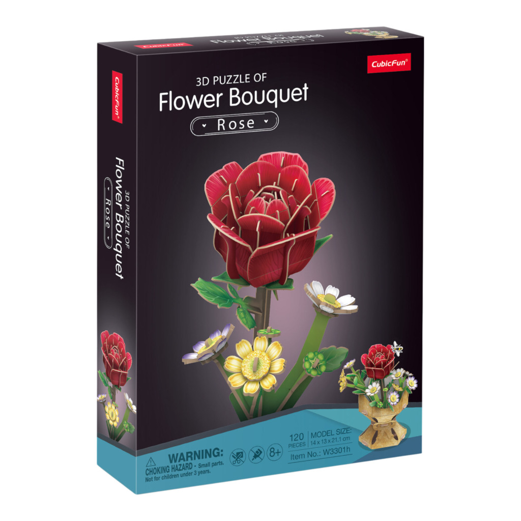 Cubic Fun 3D Puzzel Roos Boeket 120 Stukjes - Afbeelding 3