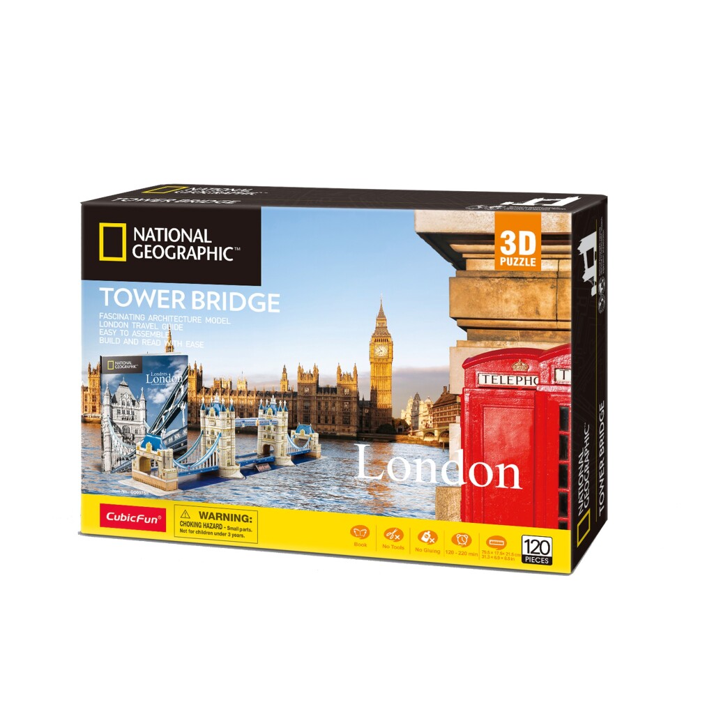 Cubic Fun National Geographic 3D Puzzel The Tower Bridge London 120 Stukjes - Afbeelding 5