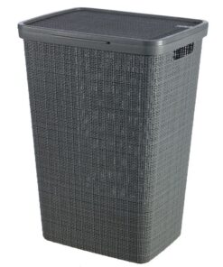 Curver Wasmand met Deksel Jute-Look 58L Donkergrijs