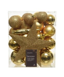 Decoris Kerstballen Mat/Glas/Glitter 33 Stuks Goud
