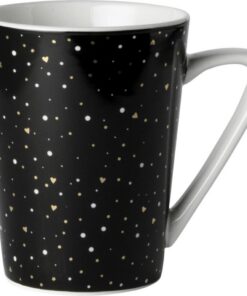 Dutch Rose Loft Zwart-Wit Mok Zwart met Glitters 31 cl