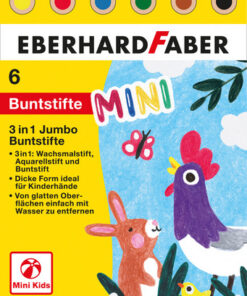 Eberhard Faber EF-518905 Kleurpotlood 3in1 6 Stuks Extra Dikke Kern 10mm