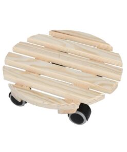 Alternative view of Esschert Design Ronde Houten Plantentrolley 28.7x28.8x8.3 cm