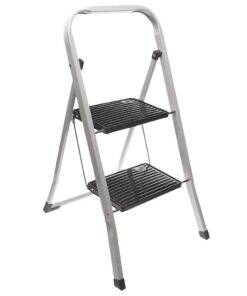 Excellent Houseware Inklapbare Keukentrap 2 Treden Zwart/Metaal