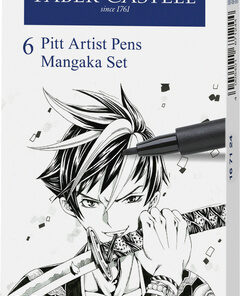 Faber Castell FC-167124 Tekenstift Faber-Castell Pitt Artist Pen Mangaka 6-delig Etui Zwart