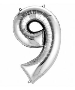 Folie Ballon Nummer 9 63x86 cm Zilver