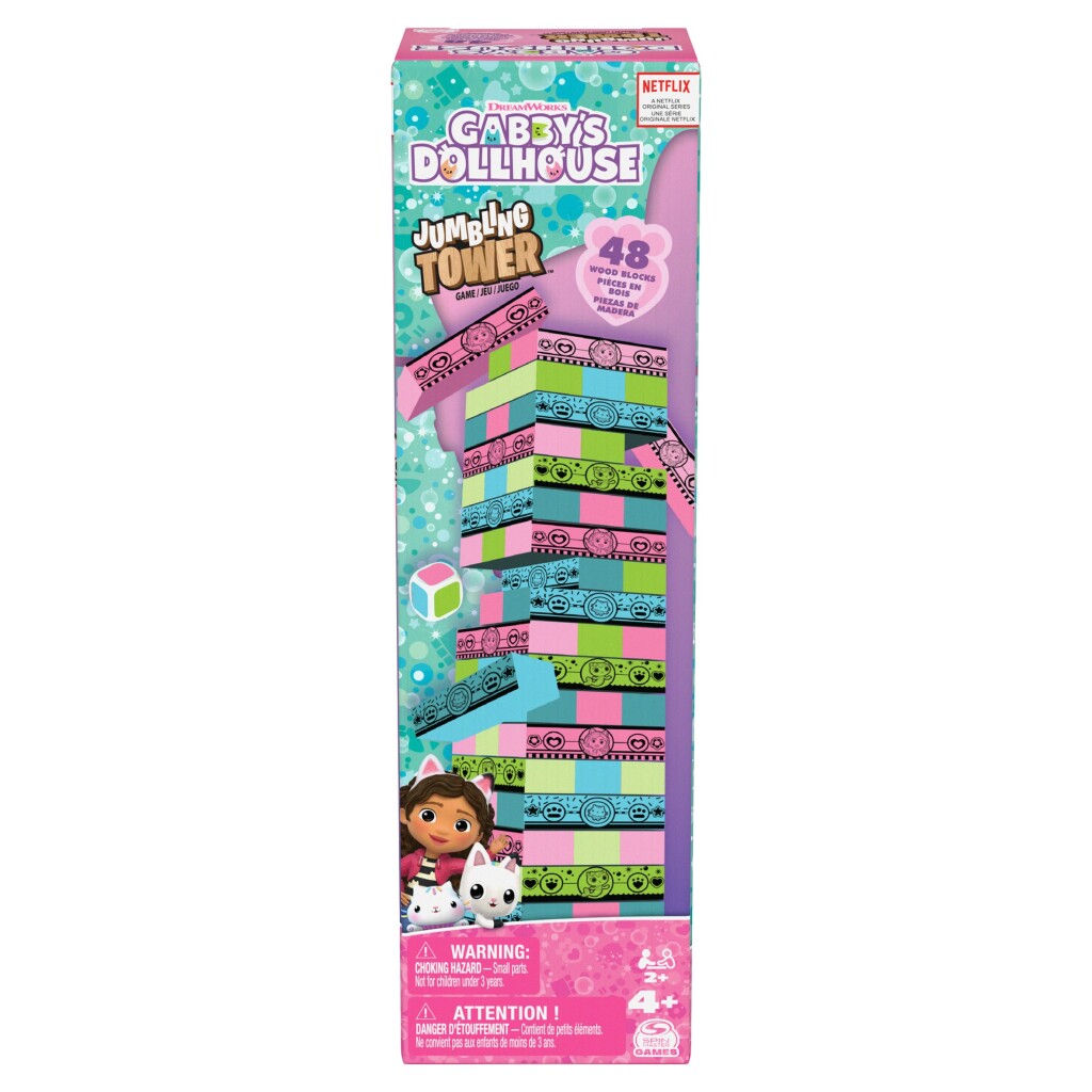 Gabby's Dollhouse Jumbling Tower Blokkentoren Spel met 48 Houten Blokjes - Afbeelding 4