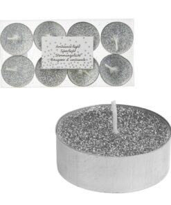 Glitter Theelichten 8 Stuks Zilver