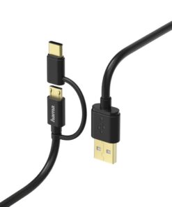 Alternative view of Hama 2in1-micro-USB-kabel Met USB-Type-C-adapter 1 M Zwart