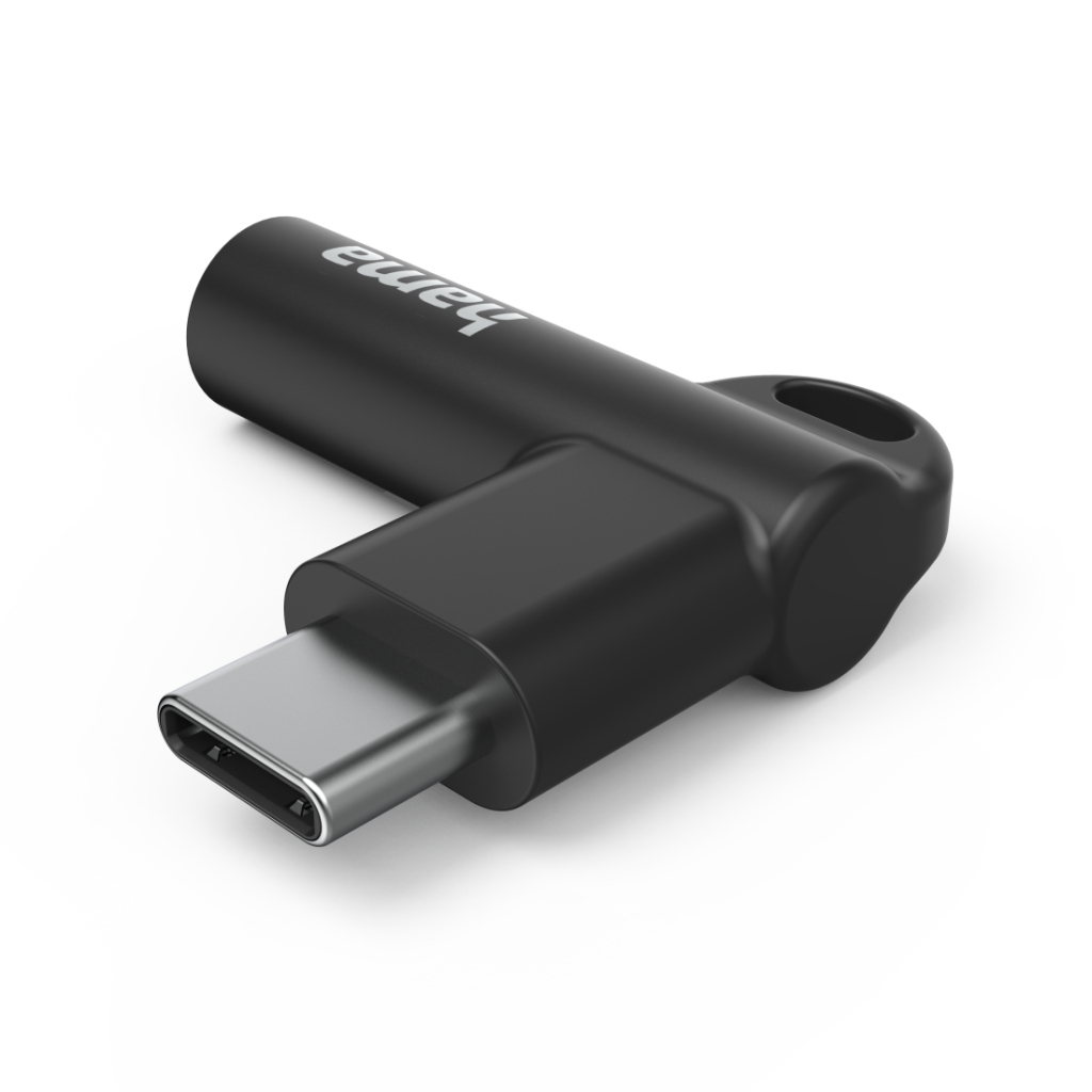 Hama Aux-Adapter USB C–3.5 mm Jack Aansluiting 90° Hoekstekker Zwart - Afbeelding 3