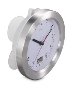 Alternative view of Hama Badkamerklok Mauritius met Thermometer Tikt Niet 17 cm RVS/Wit