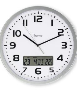 Hama DCF-Wandklok Moorea + Datum en Temperatuurweergave 30 cm Zilver/Wit