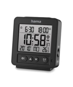 Hama Digitale Radiogestuurde LCD Wekker Rhodos Zwart