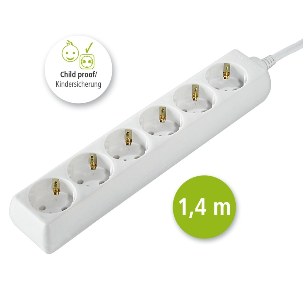 Hama Distribution Panel 6 Sockets Child-proof 1.4 M White - Afbeelding 2