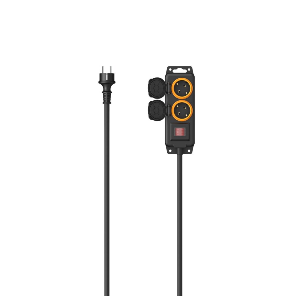 Hama Stekkerdoos 2-voudig Voor Buiten IP44 Schakelaar Wandmontage 2 M Zw. - Image 2