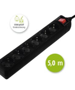 Alternative view of Hama Stekkerdoos 6-voudig Met Schakelaar En Kinderbeveiliging 5 M Zwart