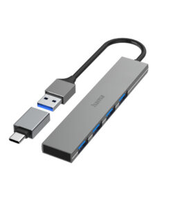 Hama USB-hub 4-poorts USB 3.2 Gen1 5 Gbit/s Ultra Slim Incl. USB-C-adapter