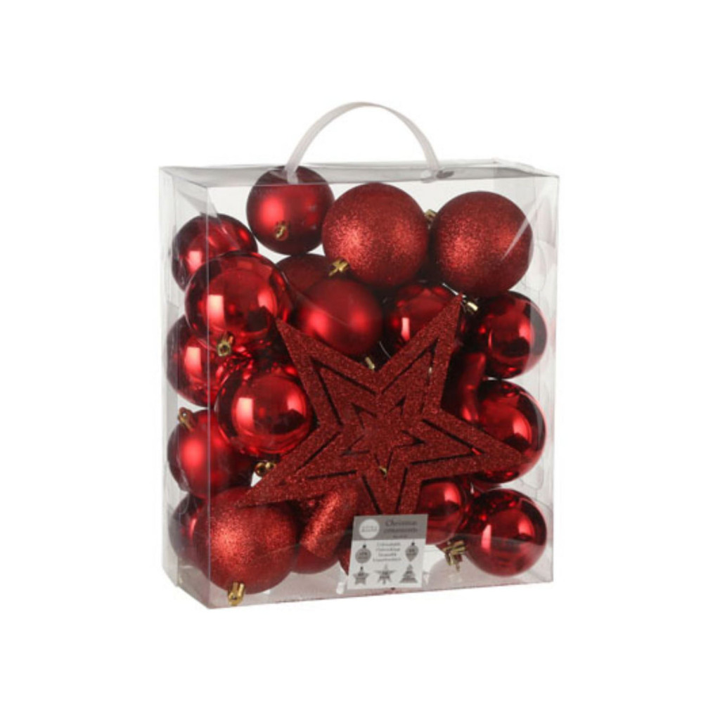 House of Seasons Kerstboom Decoratie Kunststof Rood 40 Stuks - Image 3