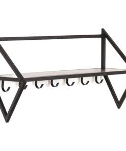 Housevitamin Wandkapstok met 7 Haken 71.5x21.7x36 cm Zwart/Metaal