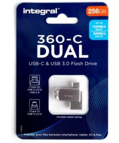 Integral 360-C Dual Flash Drive USB-C & USB 3.0 256 GB Metaal/Zilver
