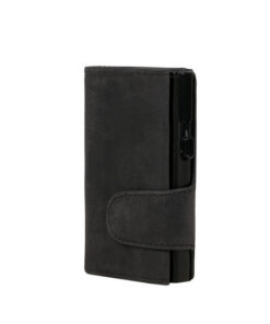 Juscha JU-961301 Pasjeshouder Clicksafe RFID Jachtleer ZW/ZW 8 Pasjes Met Opbergvak Voor Muntgeld