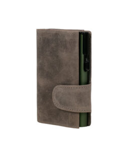 Juscha JU-964306 Pasjeshouder Clicksafe RFID Jachtleer Gri/gro 8 Pasjes Met Opbergvak Voor Muntgeld