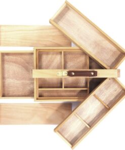 Alternative view of Kangaro K-830051 Gereedschapskist 3 Lagen 4 Laden + Leren Handvat 23.5x13x34 cm Beukenhout/Naturel