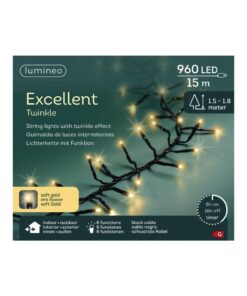 Lumineo LED Excellent Twinkle 960 LEDs 15 m Zwart Soft Gold Licht