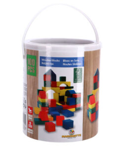 Marionette Wooden Toys Blokkenton met Houten Blokken 100 Stuks