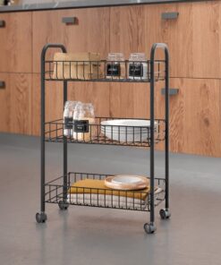Alternative view of Metaltex Lugano Trolly met Wielen + 3 Manden 41x23x63 cm Zwart/Metaal