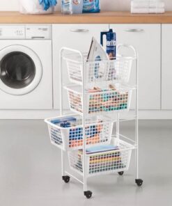 Alternative view of Metaltex Opbergrek met Wielen + 4 Manden 83x38x30 cm Wit