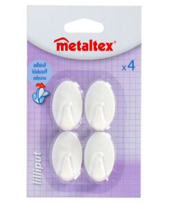 Metaltex Ovalen Plakhaken Klein 4 Stuks Wit