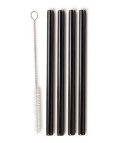 Metaltex RVS Rietjes 21.5x0.6 cm + Borstel Zwart 4 Stuks