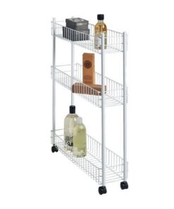 Metaltex Smalle Trolly met Wielen + 3 Etages 56x16x75.7 cm Wit