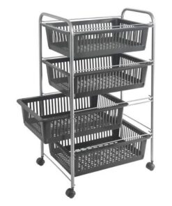 Metaltex Superjumbo Opbergkar 4 Manden 46x35x78 cm Zilver/Zwart