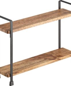Metaltex York Lava Kruidenrek 2 Etages 8x34x23 cm Acacia Hout/Zwart Metaal