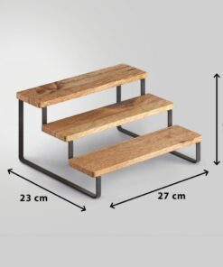 Alternative view of Metaltex York Lava Kruidenrek 3 Etages 23x27x13 cm Acacia Hout/Zwart Metaal