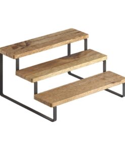 Metaltex York Lava Kruidenrek 3 Etages 23x27x13 cm Acacia Hout/Zwart Metaal