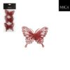 Mica Decoations Clip Vlinder 10x8 cm 3 Stuks Rood