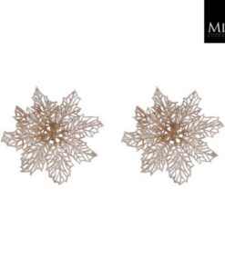 Mica Decorations Clip Poinsettia 3x13.5 cm 2 Stuks Champagne
