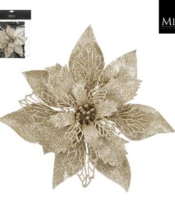 Mica Decorations Clip Poinsettia 3x20 cm Champagne